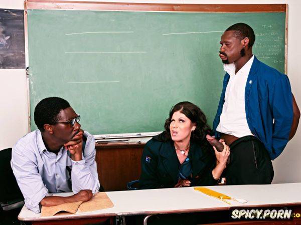 Real natural colors detailed anatomy expressive faces terrified white lady teacher full of cum on body is fucked by few fierces rebel ugandan in the middle in classroom - spicy.porn - Uganda on pornintellect.com