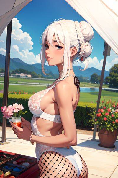 Anime Busty Small Tits 50s Age Happy Face White Hair Hair Bun Hair Style Dark Skin Watercolor Tent Side View On Back Fishnet 3667856114725030231 - AI Hentai - aihentai.co on pornintellect.com