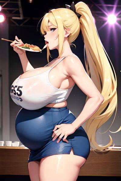 Anime Pregnant Huge Boobs 18 Age Ahegao Face Blonde Ponytail Hair Style Light Skin Watercolor Stage Side View Eating Mini Skirt 3668003004756047651 - AI Hentai - aihentai.co on pornintellect.com