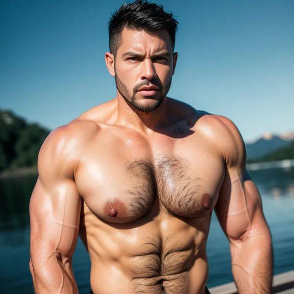 Manly man,thirties,(RAW photo, best quality, masterpiece:1.1), (realistic, photo-realistic:1.2), ultra-detailed, ultra high res, physically-based rendering,short hair,black hair,brown eyes,beautiful,angry,huge breasts,muscular,yoga,night,lake,(adult:1.5) - pornmake.ai on pornintellect.com