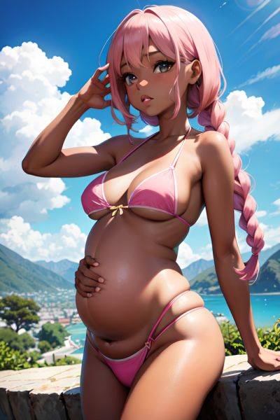 Anime Pregnant Small Tits 60s Age Pouting Lips Face Pink Hair Braided Hair Style Dark Skin Crisp Anime Mountains Front View Plank Bikini 3668111239709161841 - AI Hentai - aihentai.co on pornintellect.com