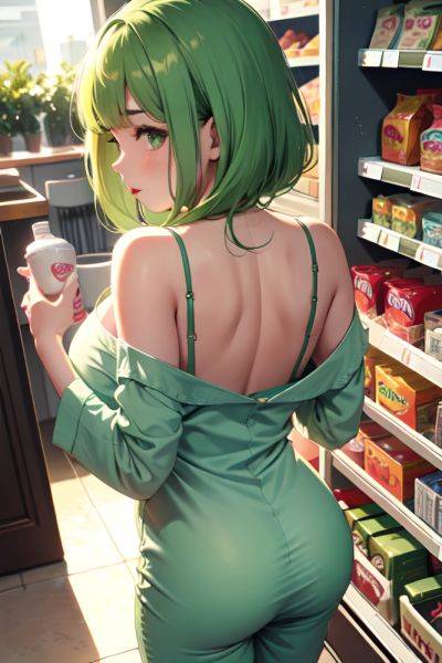 Anime Skinny Huge Boobs 50s Age Pouting Lips Face Green Hair Bangs Hair Style Light Skin Vintage Grocery Back View Bathing Pajamas 3668122833973578947 - AI Hentai - aihentai.co on pornintellect.com