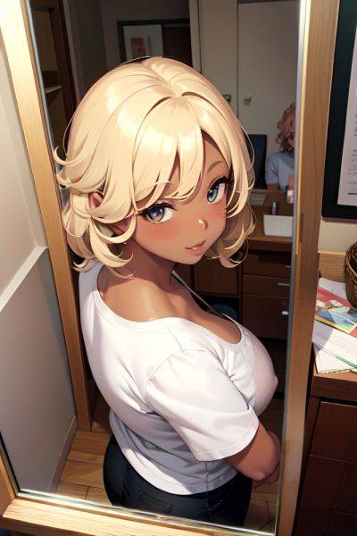 Anime Chubby Small Tits 40s Age Happy Face Blonde Messy Hair Style Dark Skin Mirror Selfie Oasis Side View On Back Teacher 3668227200418001045 - AI Hentai - aihentai.co on pornintellect.com