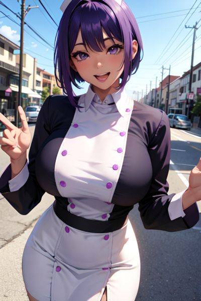 Anime Skinny Huge Boobs 30s Age Laughing Face Purple Hair Bangs Hair Style Dark Skin Soft Anime Street Front View Gaming Nurse 3668273586065345262 - AI Hentai - aihentai.co on pornintellect.com