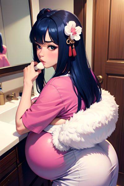 Anime Pregnant Huge Boobs 60s Age Pouting Lips Face Blue Hair Straight Hair Style Dark Skin Soft + Warm Bathroom Back View Eating Geisha 3668350898887542572 - AI Hentai - aihentai.co on pornintellect.com