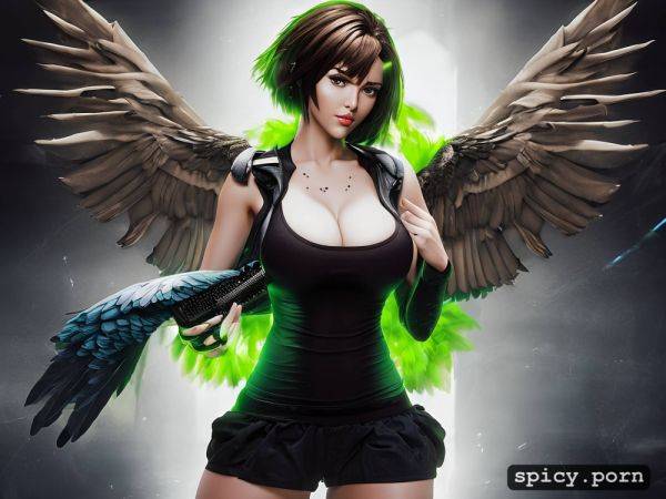 20 yo green miniskirt big boobs black feathered wings perfect athletic female fallen angel - spicy.porn on pornintellect.com