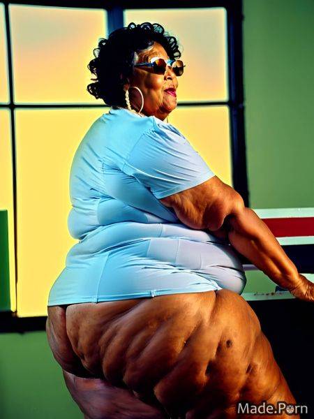 Woman black hair chubby sideview wild afro sunglasses thick thighs AI porn - made.porn on pornintellect.com