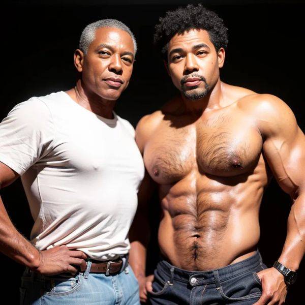 Black people, ,(2men:2), manly man,aging,(RAW photo, best quality, masterpiece:1.1), (realistic, photo-realistic:1.2), ultra-detailed, ultra high res, physically-based rendering,muscular,(adult:1.5) - pornmake.ai on pornintellect.com