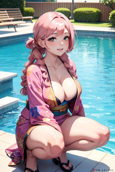 Anime Chubby Small Tits 40s Age Happy Face Pink Hair Braided Hair Style Dark Skin Skin Detail (beta) Pool Front View Squatting Kimono 3668718114830042573 - AI Hentai - aihentai.co on pornintellect.com