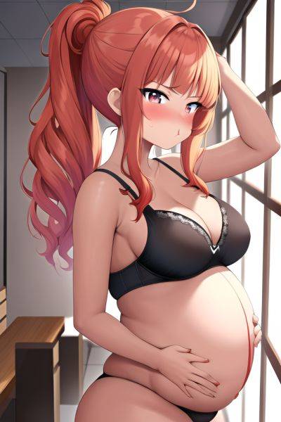 Anime Pregnant Small Tits 18 Age Pouting Lips Face Ginger Hair Bun Hair Style Dark Skin Dark Fantasy Office Side View Yoga Bra 3663306456025249677 - AI Hentai - aihentai.co on pornintellect.com