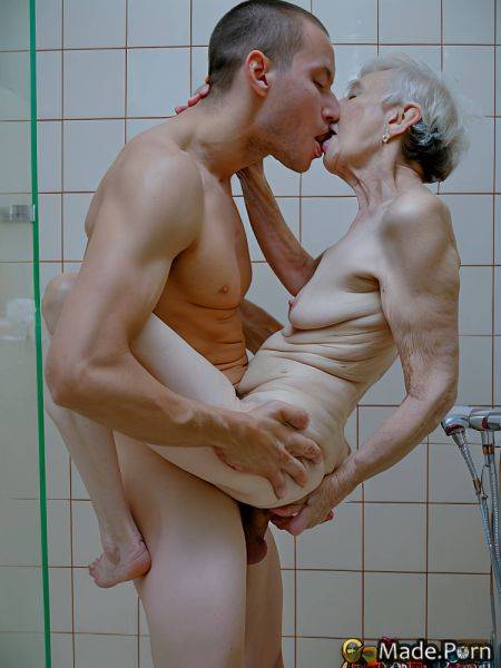 Shower white hair photo skinny saggy tits short small tits AI porn - made.porn on pornintellect.com