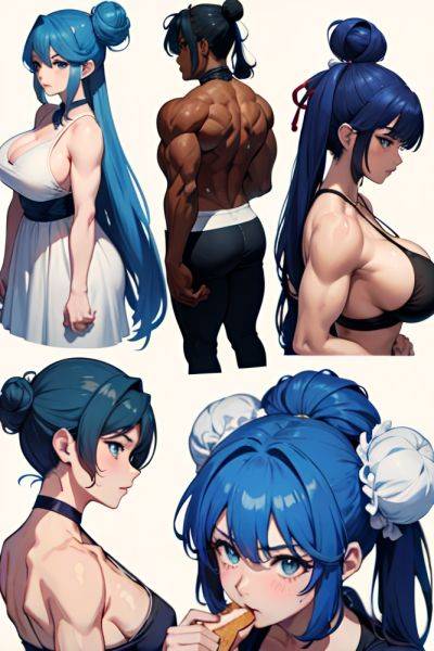 Anime Muscular Huge Boobs 18 Age Shocked Face Blue Hair Hair Bun Hair Style Dark Skin Illustration Wedding Back View Eating Teacher 3668988700315766015 - AI Hentai - aihentai.co on pornintellect.com