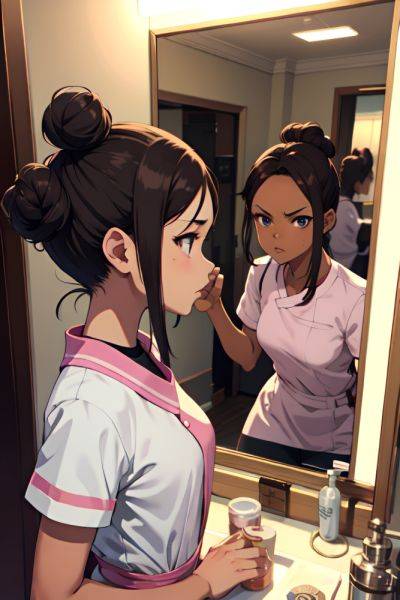 Anime Skinny Small Tits 18 Age Angry Face Brunette Hair Bun Hair Style Dark Skin Mirror Selfie Restaurant Side View Gaming Nurse 3669058278309716946 - AI Hentai - aihentai.co on pornintellect.com