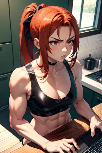 Anime Muscular Small Tits 50s Age Serious Face Ginger Ponytail Hair Style Dark Skin Soft Anime Kitchen Close Up View Gaming Latex 3669193567715851516 - AI Hentai - aihentai.co on pornintellect.com