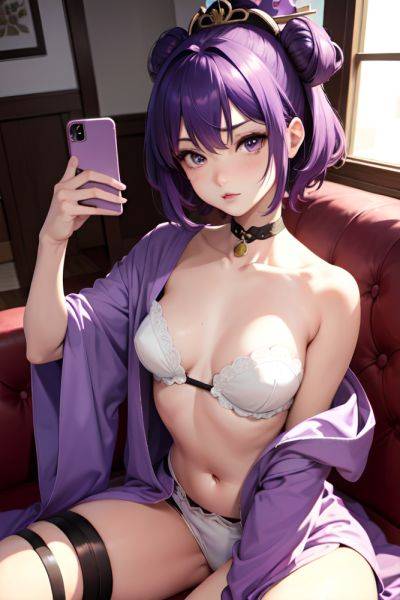 Anime Skinny Small Tits 20s Age Sad Face Purple Hair Pixie Hair Style Dark Skin Mirror Selfie Couch Front View Working Out Geisha 3669278610612153636 - AI Hentai - aihentai.co on pornintellect.com