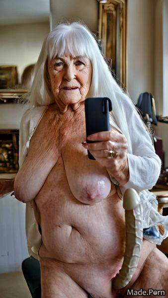 White hair caucasian woman 90 saggy tits bangs hair masturbation AI porn - made.porn on pornintellect.com