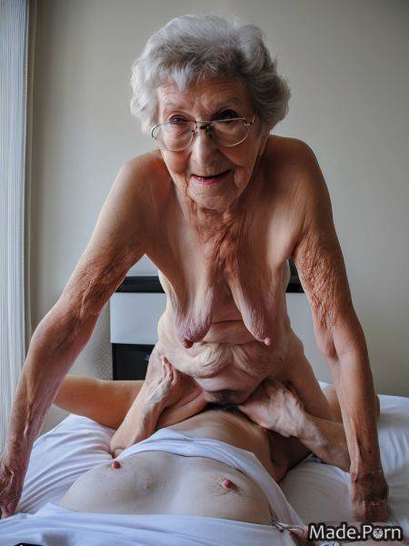 Looking at viewer laughing shaved skinny 90 white hair caucasian AI porn - made.porn on pornintellect.com
