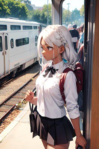 Anime Busty Small Tits 50s Age Sad Face White Hair Braided Hair Style Dark Skin Painting Train Side View Jumping Mini Skirt 3669815910533634766 - AI Hentai - aihentai.co on pornintellect.com