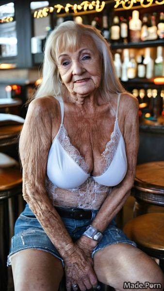 Blonde long hair bangs hair looking at viewer full shot 90 daisy dukes AI porn - made.porn on pornintellect.com