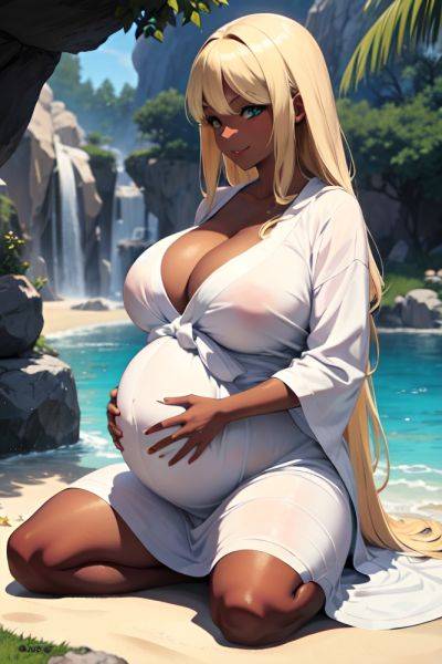 Anime Pregnant Huge Boobs 30s Age Happy Face Blonde Straight Hair Style Dark Skin Soft + Warm Cave Side View Working Out Bathrobe 3669893217880548361 - AI Hentai - aihentai.co on pornintellect.com