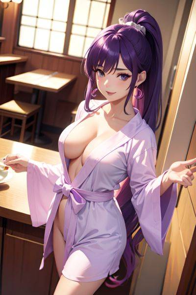 Anime Busty Small Tits 50s Age Happy Face Purple Hair Ponytail Hair Style Light Skin Soft Anime Restaurant Side View T Pose Bathrobe 3669955065410335437 - AI Hentai - aihentai.co on pornintellect.com