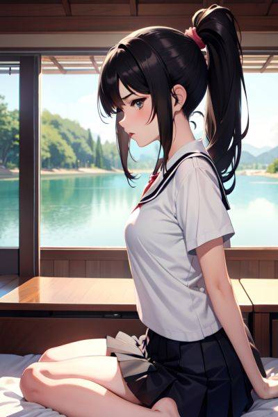 Anime Busty Small Tits 18 Age Pouting Lips Face Black Hair Ponytail Hair Style Light Skin Watercolor Lake Side View Straddling Schoolgirl 3670009181999148770 - AI Hentai - aihentai.co on pornintellect.com