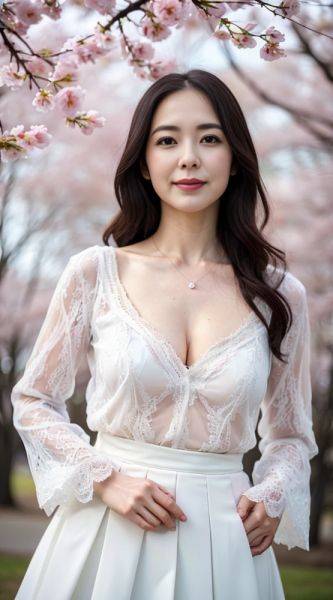 Japanese beauty standing under a cherry tree (AI eroticism) - erome.com - Japan on pornintellect.com