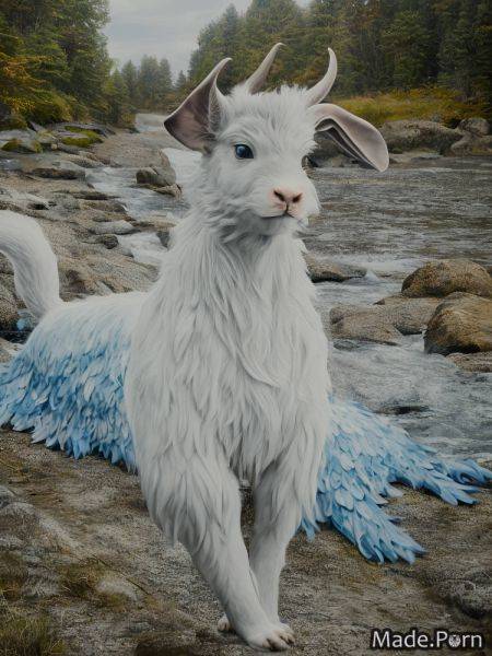 River post-apocalyptic bodypaint bird wings woman cow horns bunny ears AI porn - made.porn on pornintellect.com