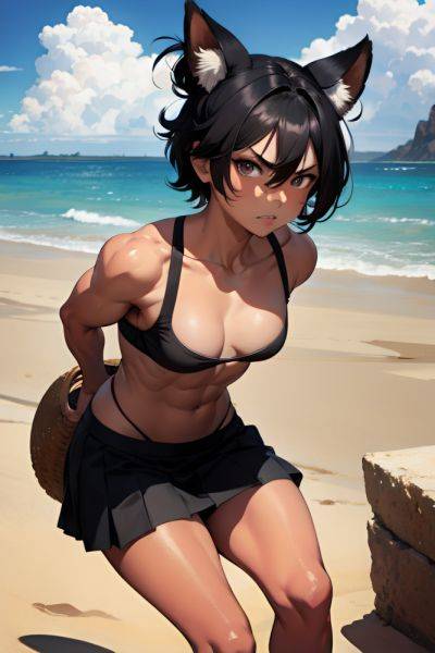 Anime Muscular Small Tits 30s Age Angry Face Black Hair Pixie Hair Style Dark Skin Painting Desert Front View Yoga Mini Skirt 3665722374977119499 - AI Hentai - aihentai.co on pornintellect.com