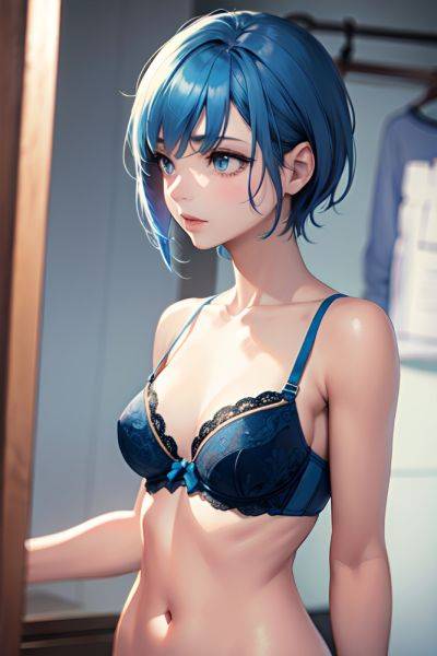 Anime Skinny Small Tits 20s Age Sad Face Blue Hair Pixie Hair Style Light Skin Skin Detail (beta) Changing Room Side View On Back Bra 3665799684389454050 - AI Hentai - aihentai.co on pornintellect.com