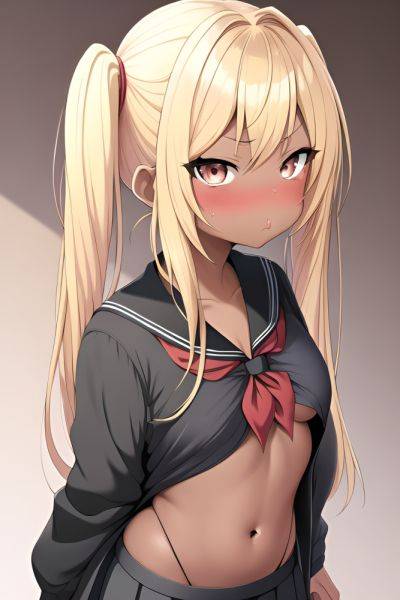 Anime Busty Small Tits 20s Age Pouting Lips Face Blonde Pigtails Hair Style Dark Skin Charcoal Desert Side View On Back Schoolgirl 3663318052788285810 - AI Hentai - aihentai.co on pornintellect.com