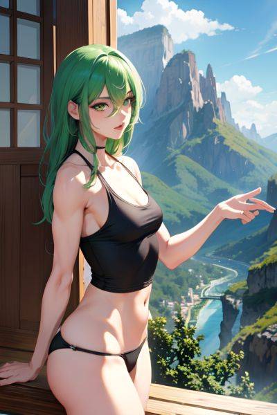 Anime Muscular Small Tits 20s Age Ahegao Face Green Hair Straight Hair Style Dark Skin Painting Mountains Side View Yoga Schoolgirl 3665923379963139752 - AI Hentai - aihentai.co on pornintellect.com