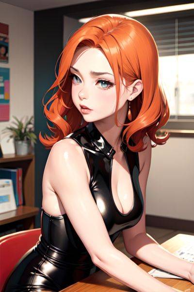 Anime Busty Small Tits 40s Age Pouting Lips Face Ginger Straight Hair Style Light Skin Vintage Office Side View Working Out Latex 3665992959696444645 - AI Hentai - aihentai.co on pornintellect.com