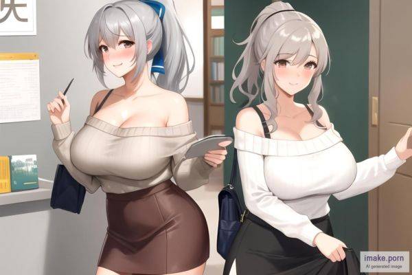 Mature , librarian , happy, blushing, sweater falling off of... - imake.porn on pornintellect.com