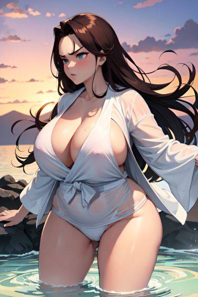 Anime Chubby Huge Boobs 20s Age Angry Face Ginger Slicked Hair Style Dark Skin Crisp Anime Hot Tub Side View Jumping Bathrobe 3666070269108799752 - AI Hentai - aihentai.co on pornintellect.com