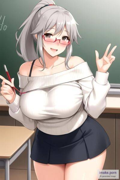 Older woman , teacher , happy, blushing, sweater falling off of... - imake.porn on pornintellect.com