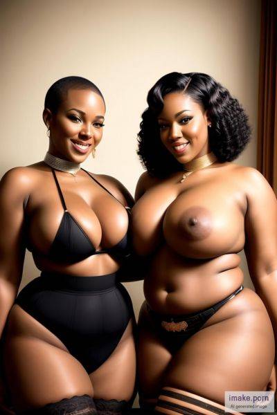 Two Black women submissive shy with shaved heads wearing black... - imake.porn on pornintellect.com