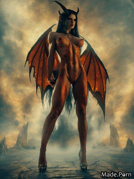 Standing bodypaint woman dragon scales demon wings nude gigantic boobs AI porn - made.porn on pornintellect.com