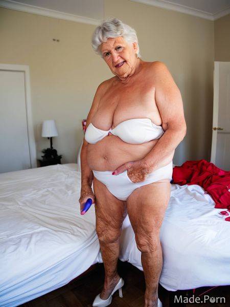 Woman full shot short white hair caucasian smile bikini AI porn - made.porn on pornintellect.com