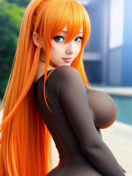 Pretty AI generated redhead Aria Orange shows off her wonderful tits - pornpics.com on pornintellect.com