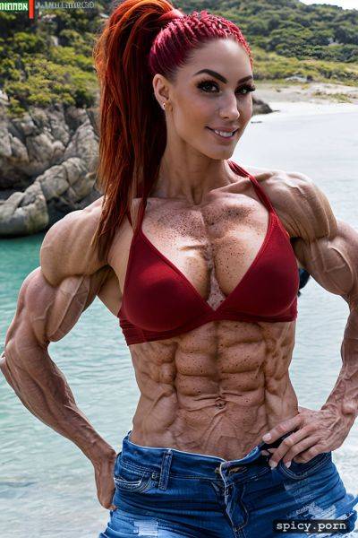 Veiny biceps ultra detailed cute smile freckles full body shot beach - spicy.porn on pornintellect.com