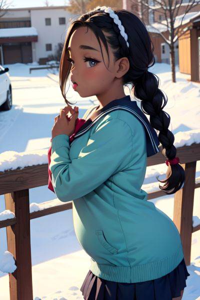 Anime Chubby Small Tits 20s Age Pouting Lips Face Brunette Braided Hair Style Dark Skin Comic Snow Side View Yoga Schoolgirl 3666738993733392364 - AI Hentai - aihentai.co on pornintellect.com