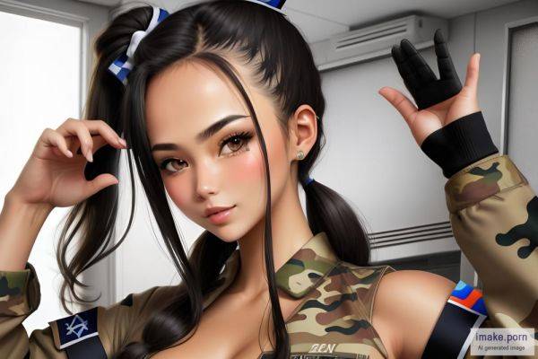 Dark color camo Skin, ponytails hair,cocky pose, confidence... - imake.porn - Israel on pornintellect.com