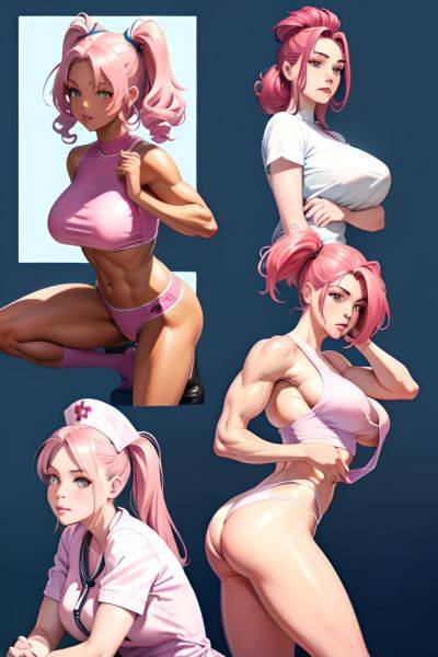 Anime Muscular Huge Boobs 18 Age Pouting Lips Face Pink Hair Slicked Hair Style Dark Skin Watercolor Casino Side View Squatting Nurse 3666796975792547544 - AI Hentai - aihentai.co on pornintellect.com
