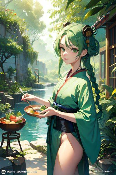 Anime Skinny Small Tits 20s Age Happy Face Green Hair Braided Hair Style Light Skin Painting Jungle Front View Cooking Geisha 3670770681840987944 - AI Hentai - aihentai.co on pornintellect.com