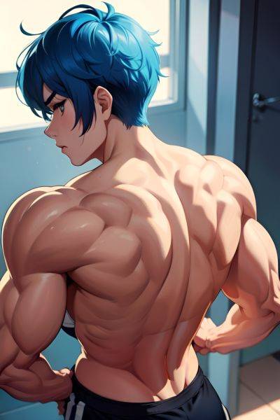 Anime Muscular Huge Boobs 60s Age Serious Face Blue Hair Pixie Hair Style Light Skin Soft + Warm Hospital Back View Working Out Goth 3672475352217155813 - AI Hentai - aihentai.co on pornintellect.com