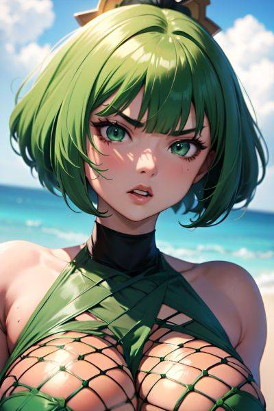 Anime Muscular Huge Boobs 18 Age Angry Face Green Hair Bobcut Hair Style Light Skin Film Photo Desert Close Up View Bathing Fishnet 3672599049773138385 - AI Hentai - aihentai.co on pornintellect.com