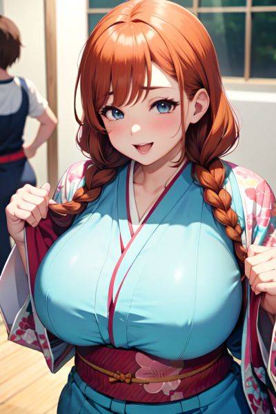 Anime Chubby Huge Boobs 50s Age Happy Face Ginger Braided Hair Style Light Skin Soft Anime Gym Close Up View T Pose Kimono 3672626108067496636 - AI Hentai - aihentai.co on pornintellect.com