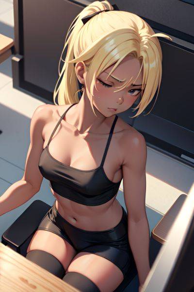 Anime Skinny Small Tits 30s Age Angry Face Blonde Ponytail Hair Style Dark Skin Crisp Anime Office Close Up View Sleeping Goth 3672633839008719441 - AI Hentai - aihentai.co on pornintellect.com
