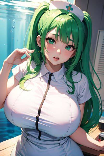 Anime Chubby Huge Boobs 18 Age Ahegao Face Green Hair Slicked Hair Style Light Skin Painting Underwater Close Up View Jumping Nurse 3672765265009515717 - AI Hentai - aihentai.co on pornintellect.com